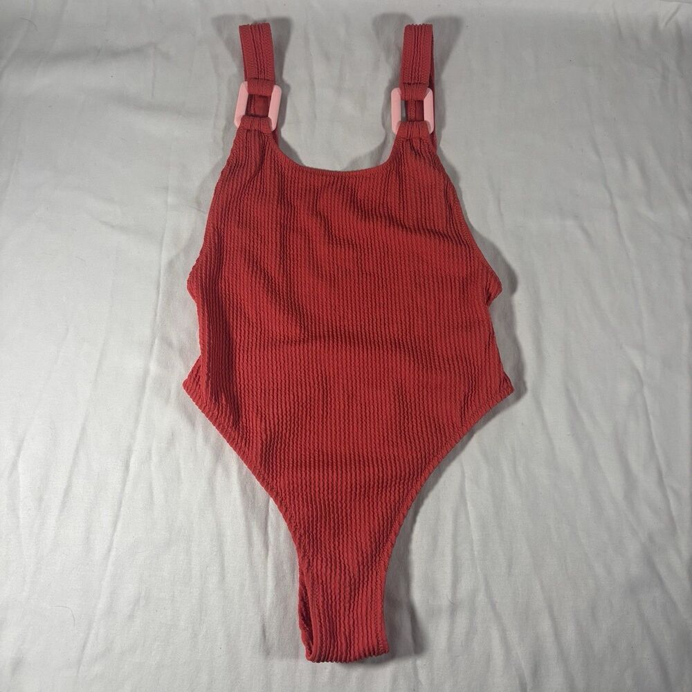 Aerie Red Ribbed One Piece Swimsuit XS Cheekiest
